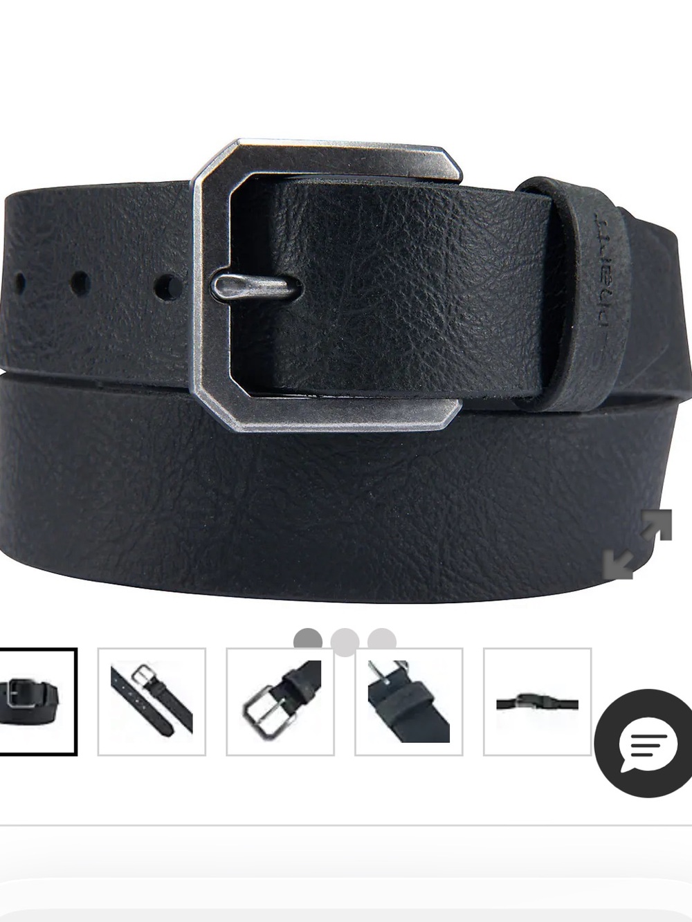 Men's Carhartt Black Leather Belt with Silver Buckle 42